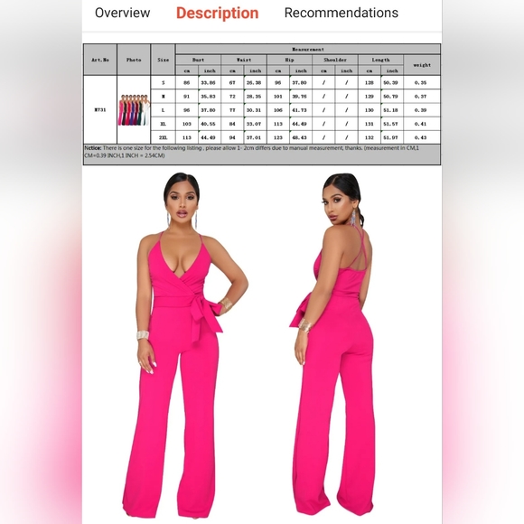 Fashion pink Jumpsuit new size S. Xl,2XL available. PRICE TODAY ONLY 🚨 - Picture 7 of 7